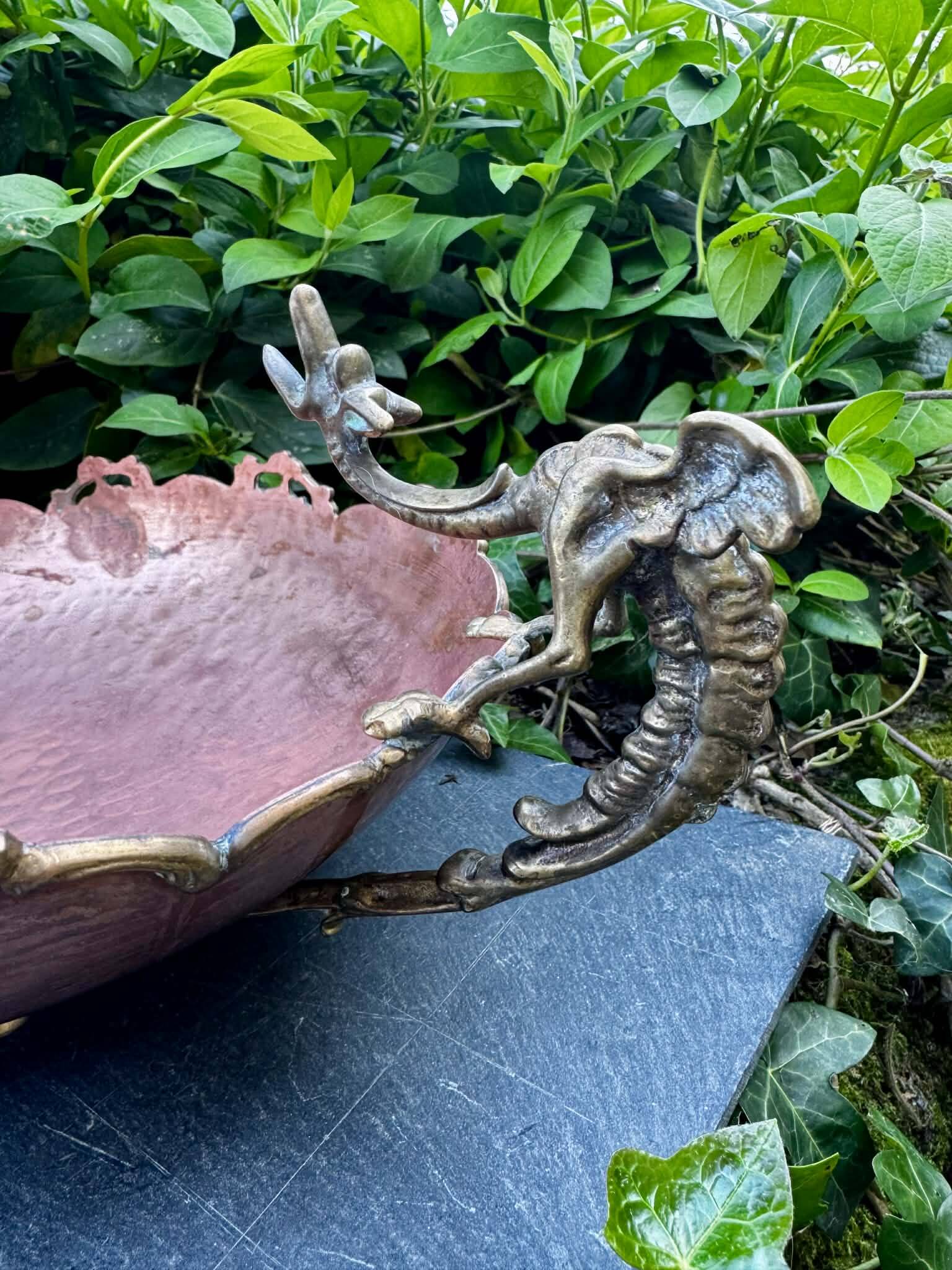 Large Art Nouveau copper fruit bowl Italy 1890s