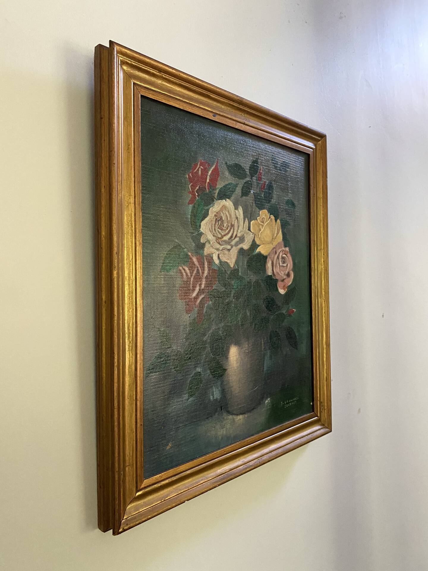 Old Painting "Still Life with Roses" – 1950