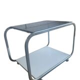 vintage chrome side table/bar cart with glass