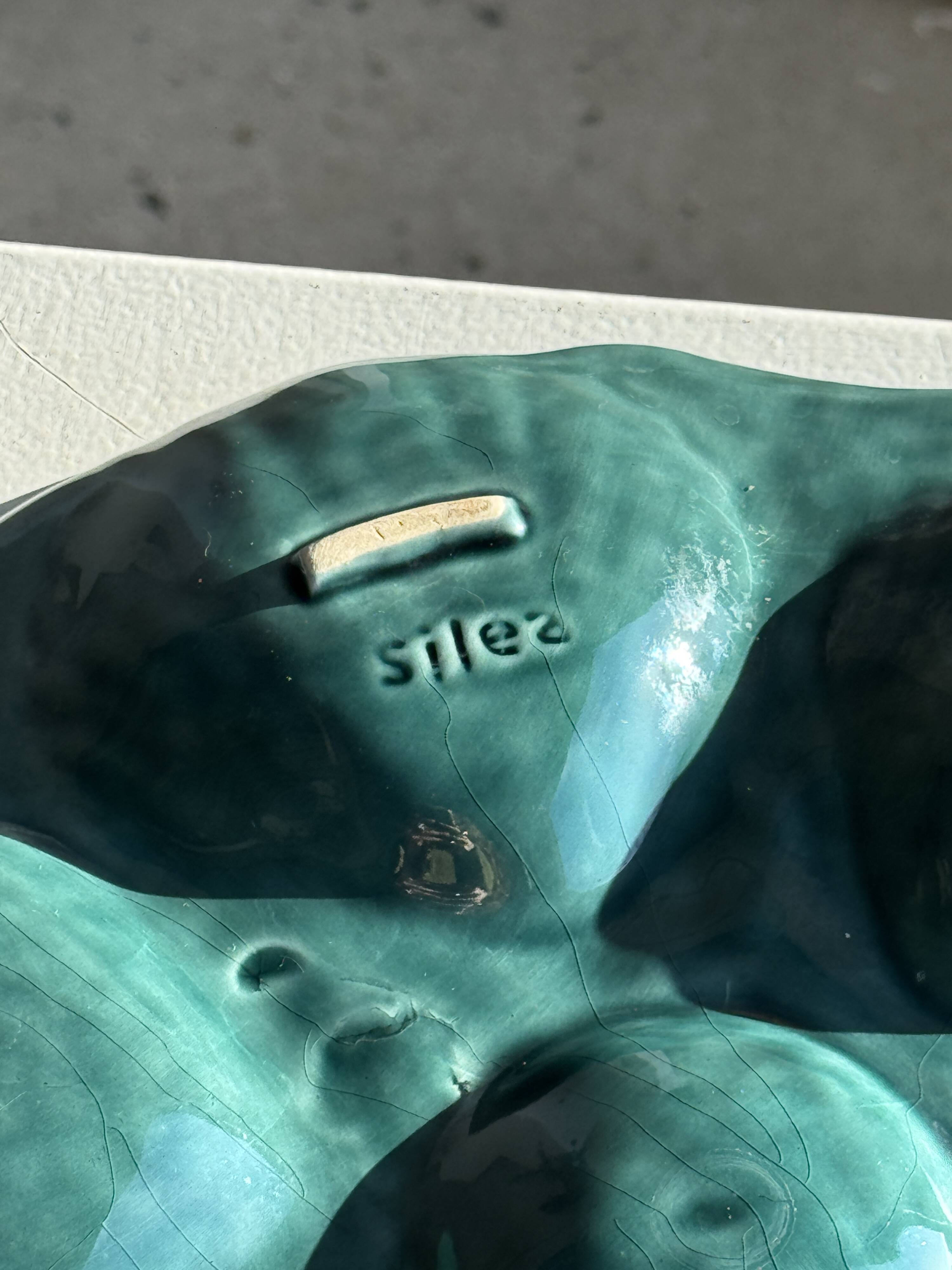 Plat à compartiment coquillages turquoise D28