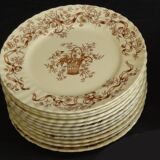 12 iron earthenware dessert plates, longchamp ribbons model