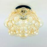 Plafonnier ou lampe à encastrer en verre à bulles ambré par Helena Tynell pour Limburg, Allemagne, années 1960