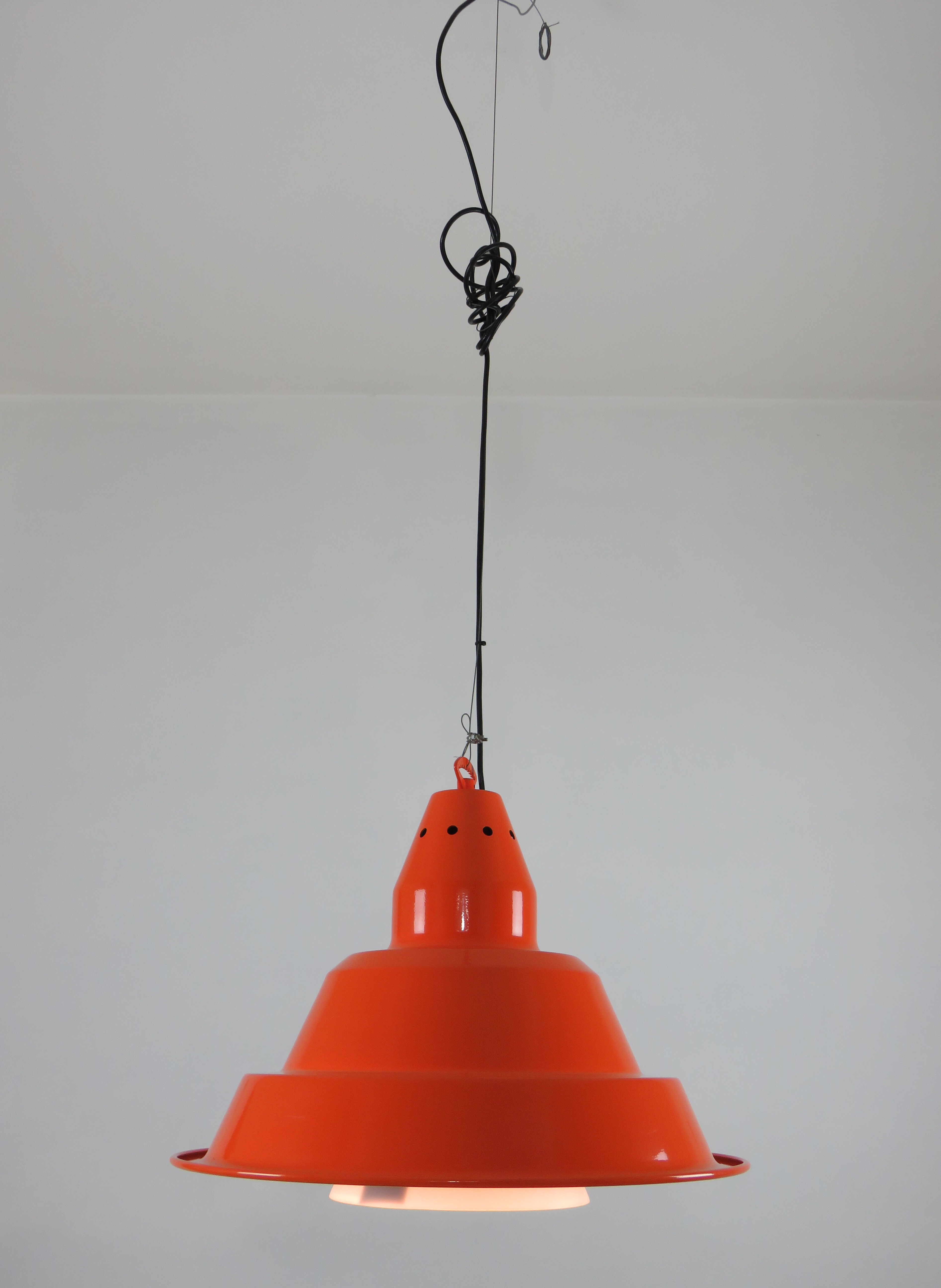 Large orange industrial suspension by Zonca Italy