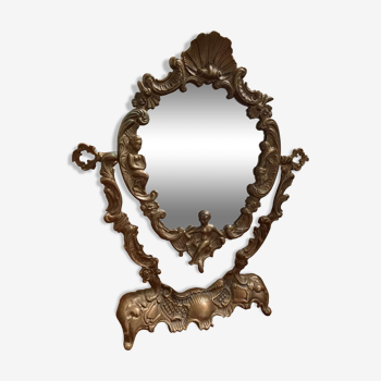 Miroir de table en laiton/bronze