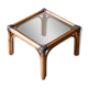 Side table in bamboo and smoked glass, 60s