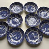 10 English blue/white soup plates