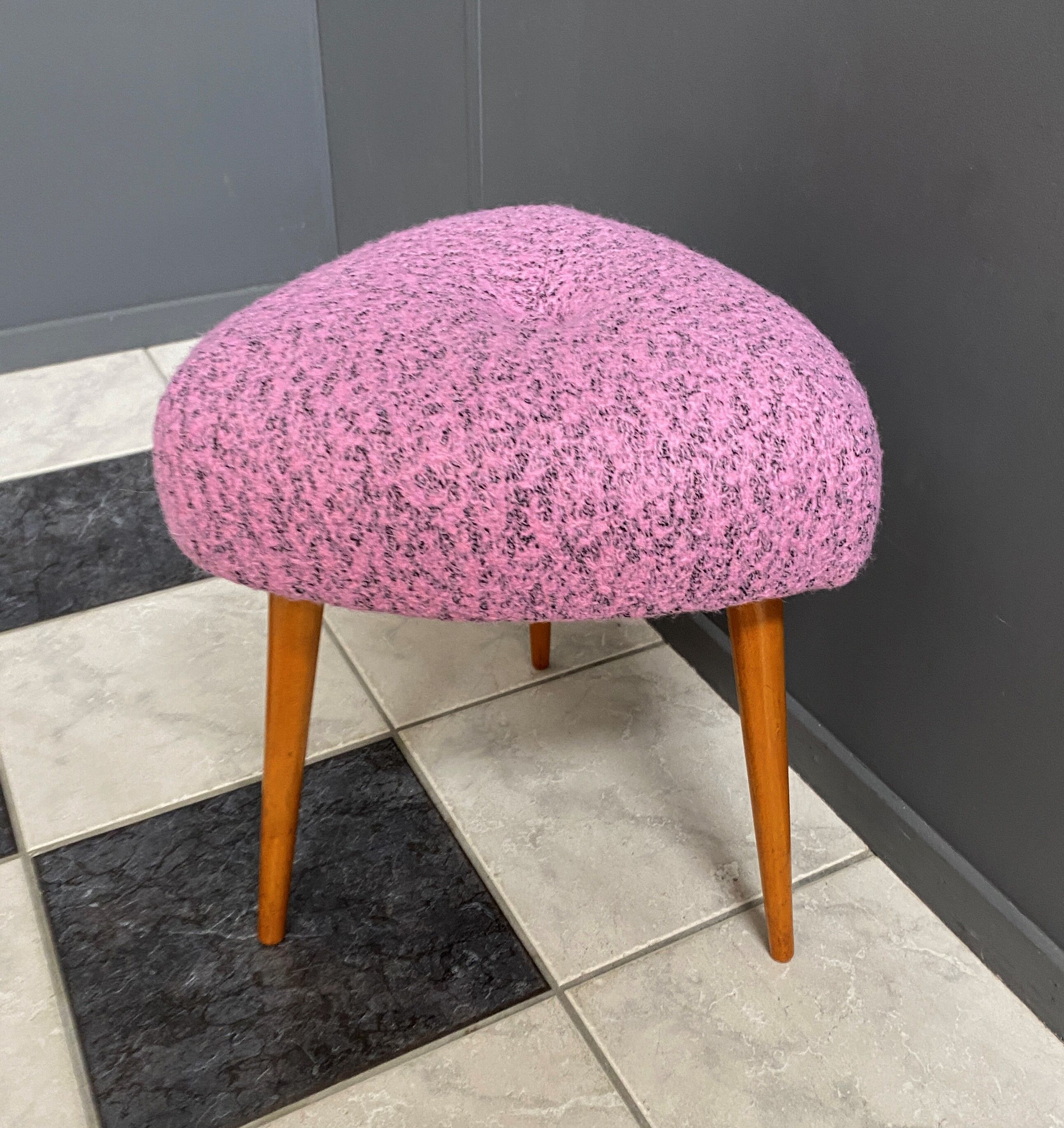 Pink foot stool triangle shape 1960s