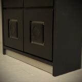 Brutalist Cabinet with Graphic Patterned Doors Belgium 1970s