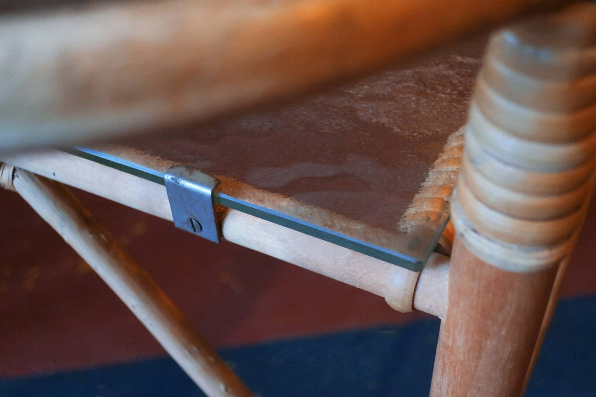Bamboo and frosted glass fine serving trolley, 1960s