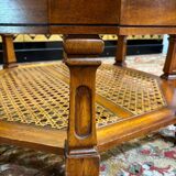 Rounded table in wood and glass