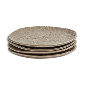 Lot de 4 assiettes blanca grège brillant s