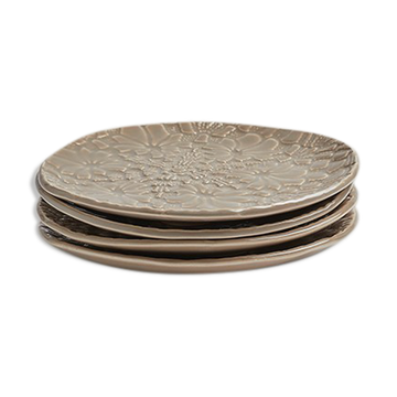 Lot de 4 assiettes blanca grège brillant s