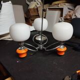 Space age chrome and ceramic chandelier