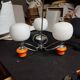 Space age chrome and ceramic chandelier