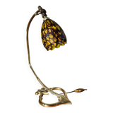 bronze and brass art nouveau lamp h 45x30 superb glass tulip 1930 elec