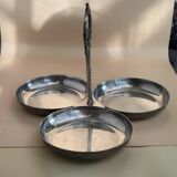 Silver-plated tripartite serving dish – Art Nouveau style – hallmark R*M 15