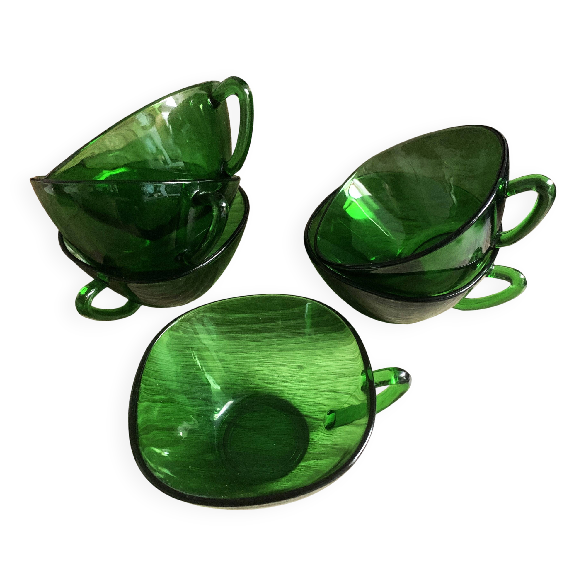 6 Vereco cups 6 saucers, Mid-Century Modern design