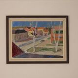 Swedish Oil on Panel – “Street Jämtland” by John Hedman (1913–1994)