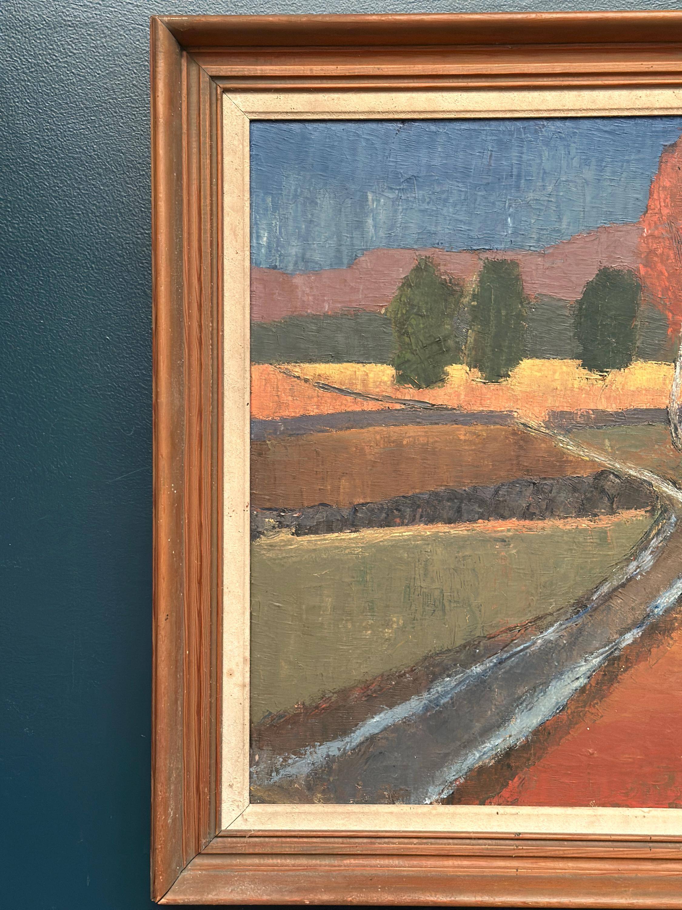 Original Mid Century Swedish Oil On Canvas – “Landscape” By Thure Wahlström – Vintage & Framed