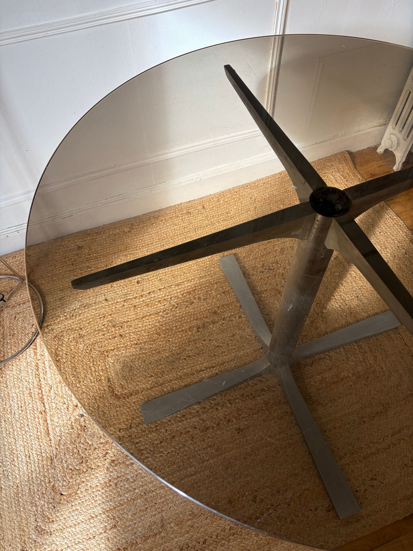Dining table in metal and smoked glass Roche Bobois
