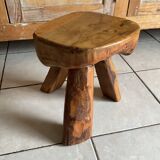 Brutalist tripod stool in Olivier wood, design 50/60