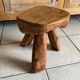 Tabouret tripode brutaliste bois Olivier design 50/60