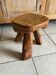 Brutalist tripod stool in Olivier wood, design 50/60