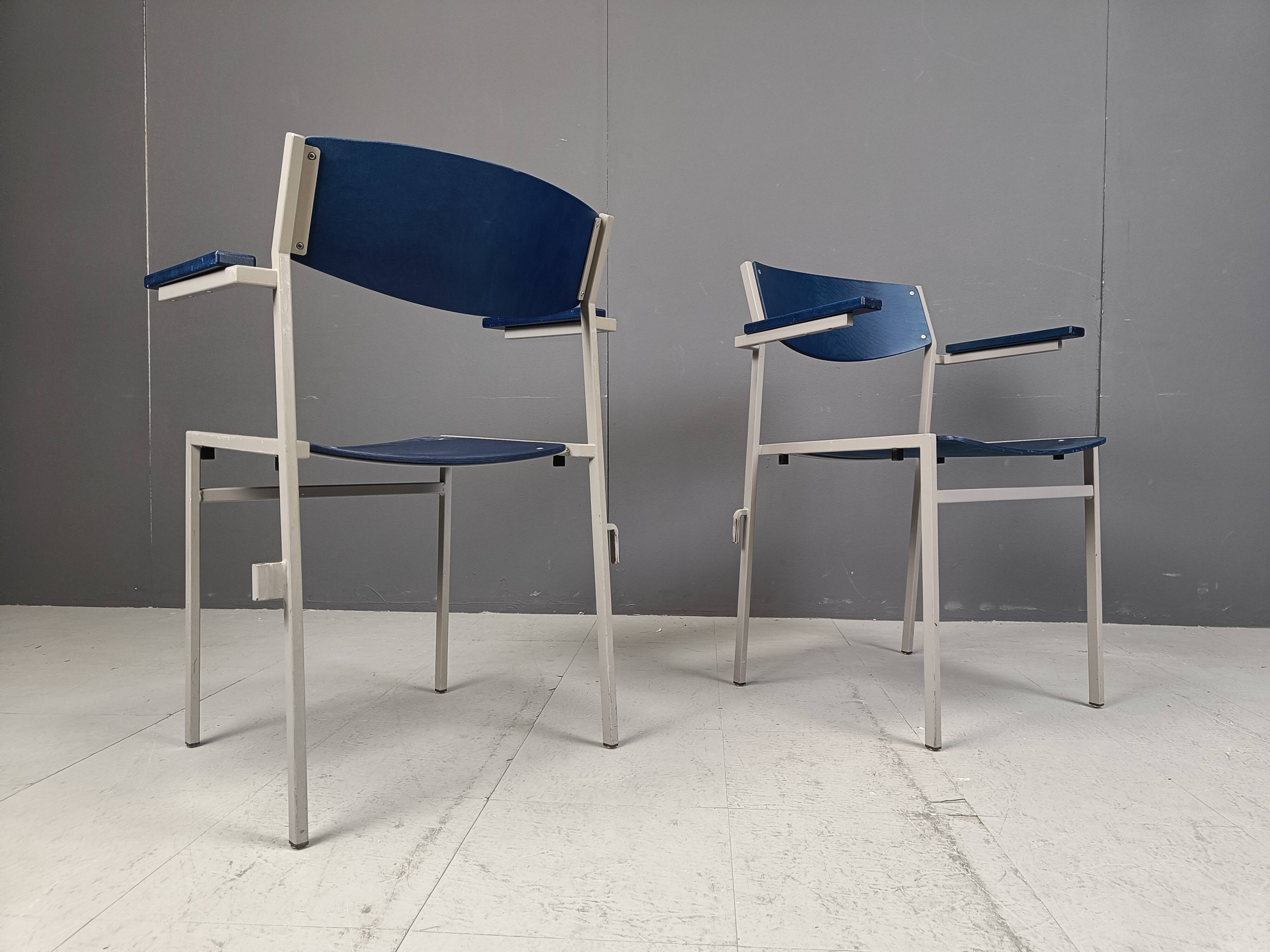 Minimalist Metal and Plywood Stackable Armchairs by Gijs Van Der Sluis