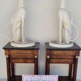 Pair of empire consoles in mahogany and 19th century marble