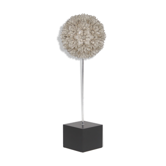 Large spherical capiz lotus flower floor lamp