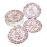 Set of 12 Lunéville earthenware dessert plates