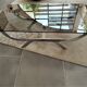 Rectangular chrome metal coffee table and 70s smoked glass