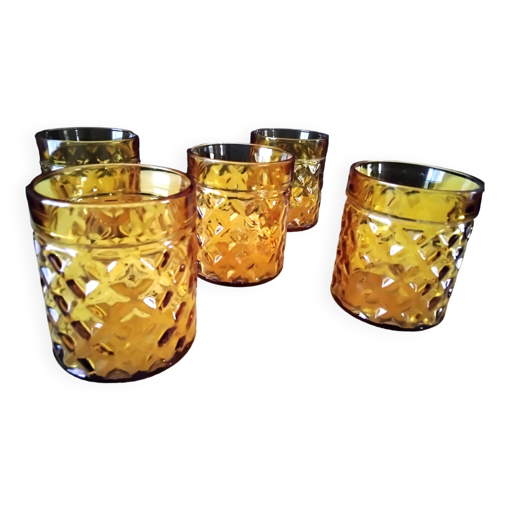 5 Verres gobelets couleur ambré Vintage  Pernod