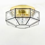 Large Mid-Century Glass Ceiling Light/Flush Mount from Limburg, Germany, 1960s