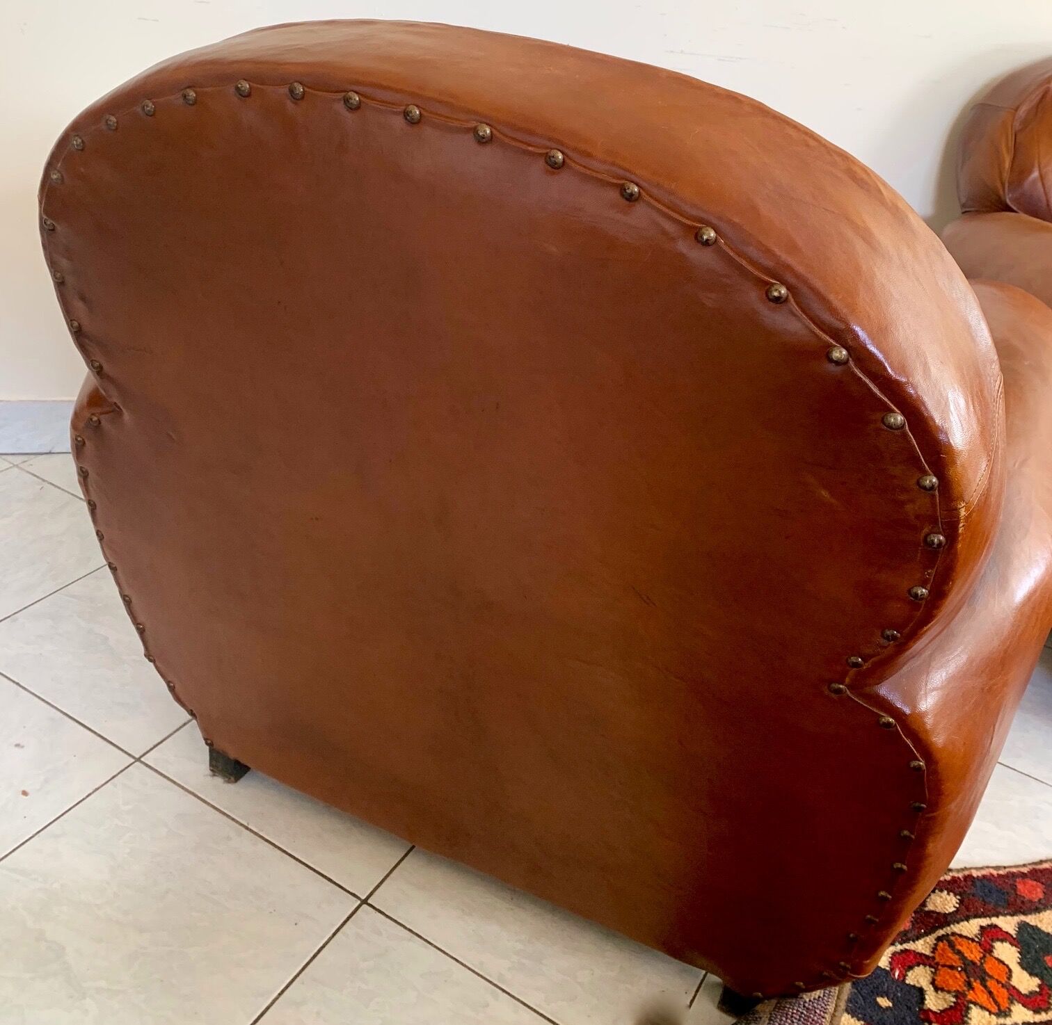 Pair of leather club chairs