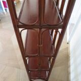 Vintage bookcase-5-level shelf-wood, bamboo and rattan-bentwood style-80s