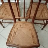 3 wooden and canning chairs