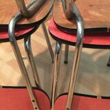Series of 4 vintage chairs in red Formica year 1960