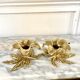 Pair brass flower candle holders