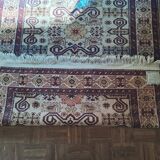Shirvan urss oriental rug wool handmade rectangular 1940 burgundy and ecru with fringes 100% wool