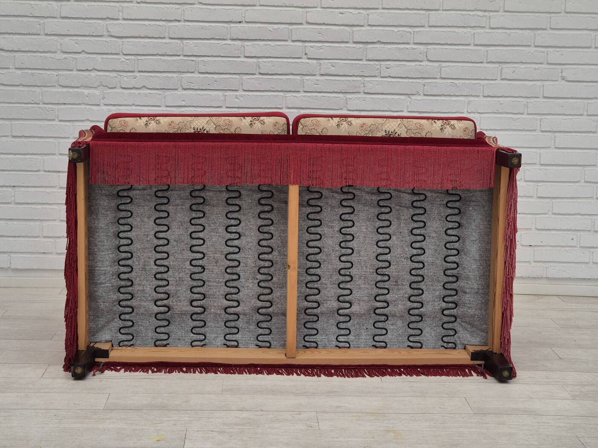 1970s, Danish 2 seater sofa, original condition, furniture velour, ash wood.