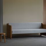 Mid Century Danish Daybed in solid pine, reupholstered in wool, 1980s