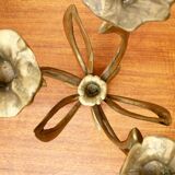 Vintage brutalist floral metal candlestick