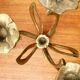 Vintage brutalist floral metal candlestick
