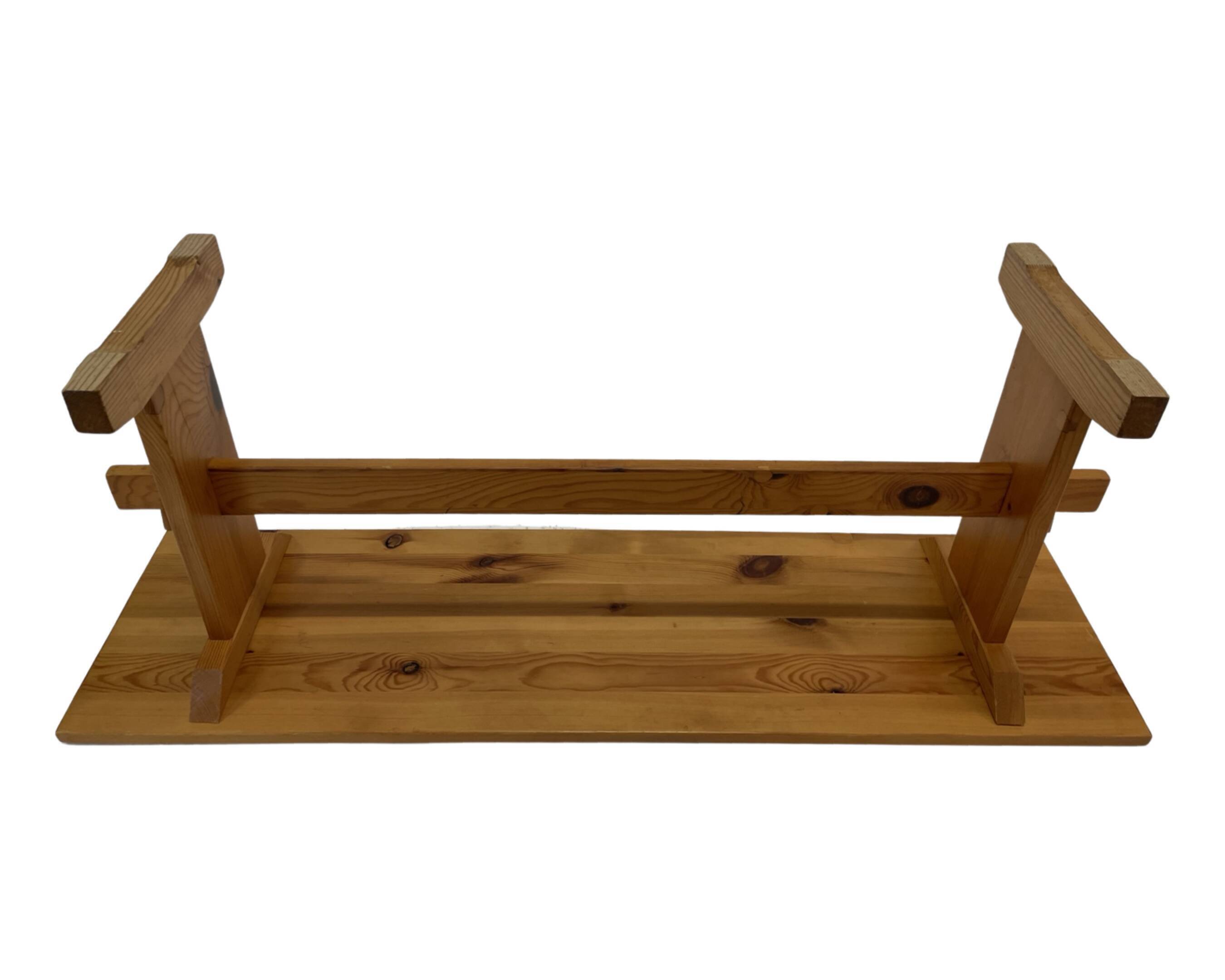 Vintage Scandinavian modern pinewood bench from the 1960's