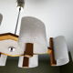 Chandelier Scandinavian 6 fires of wood and perspex vintage