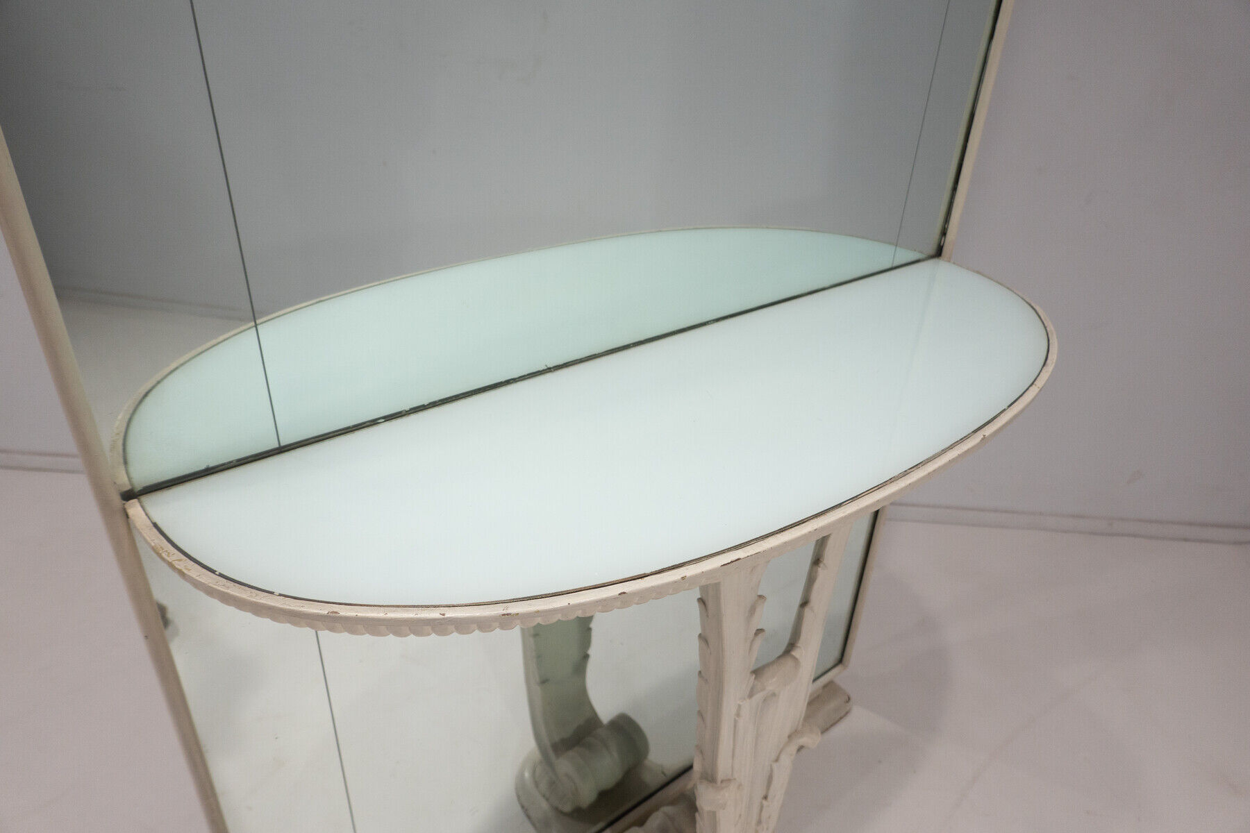 Italian console mirror, wood and glass