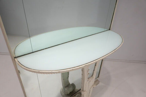 Miroir console italien, bois et verre, années 1940