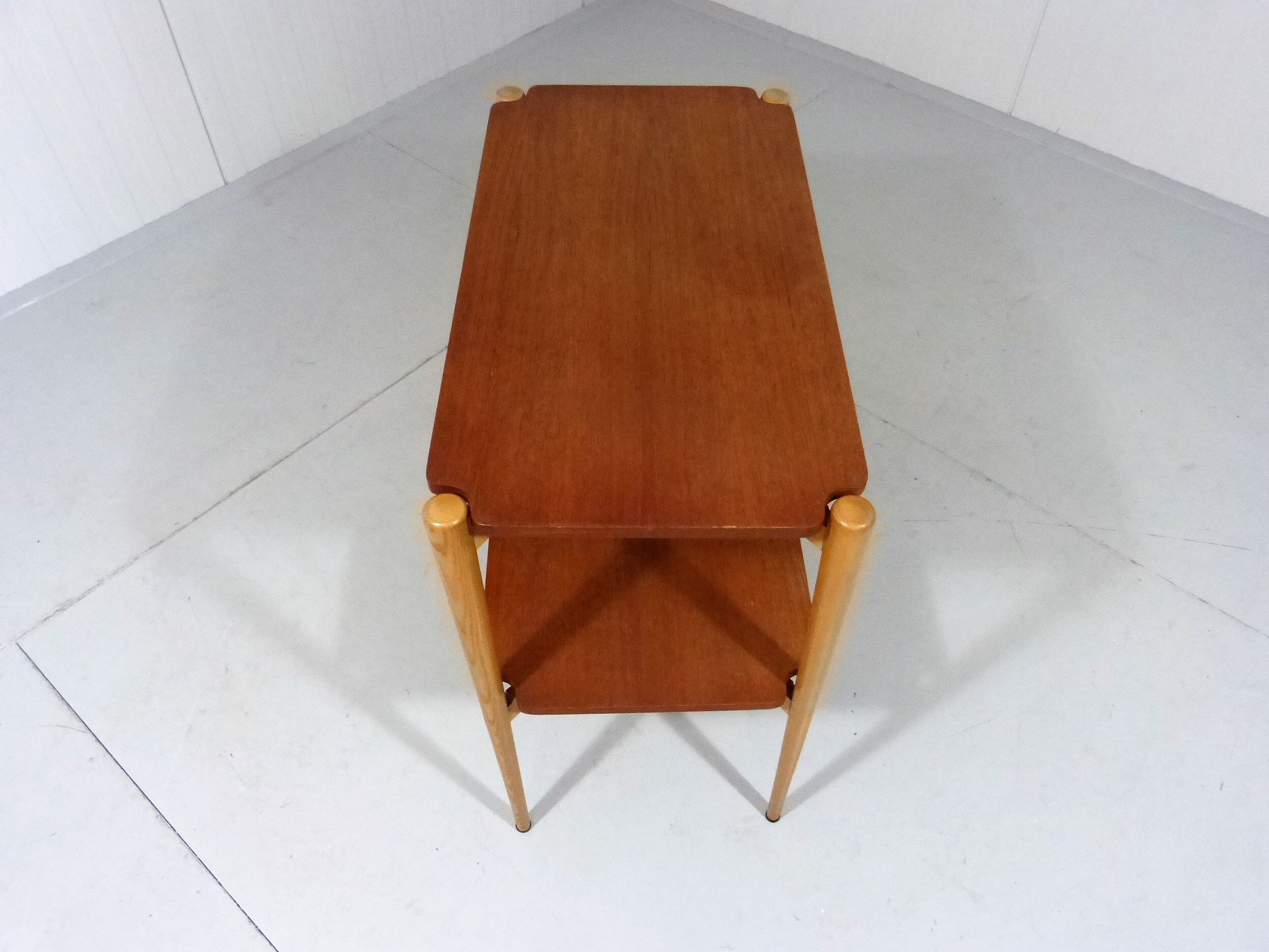 Vintage side console table teak & beech 1950’s