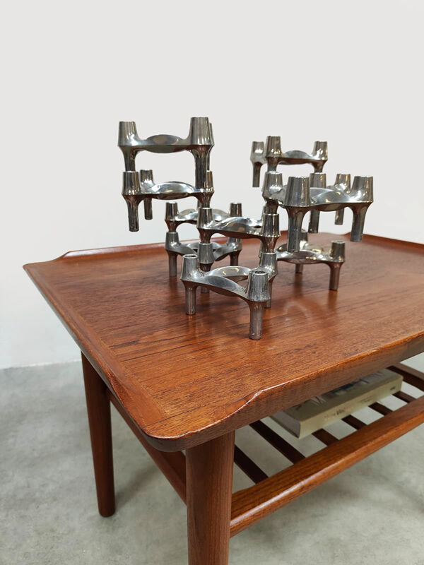 Table basse en teck scandinave vintage, table d'appoint Holger Georg Jensen Kubus